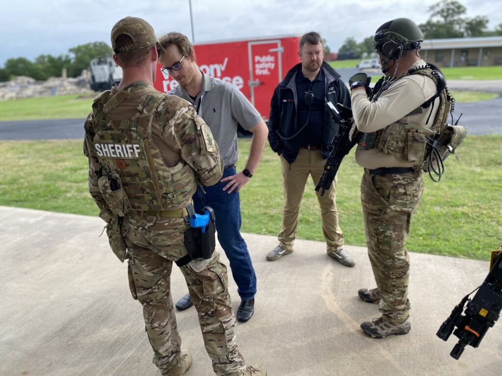 First responders and researchers at test