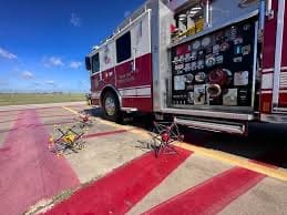Drones next to firetruck