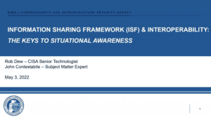 Information Sharing Framework - Rob Dew, U.S. DHS
